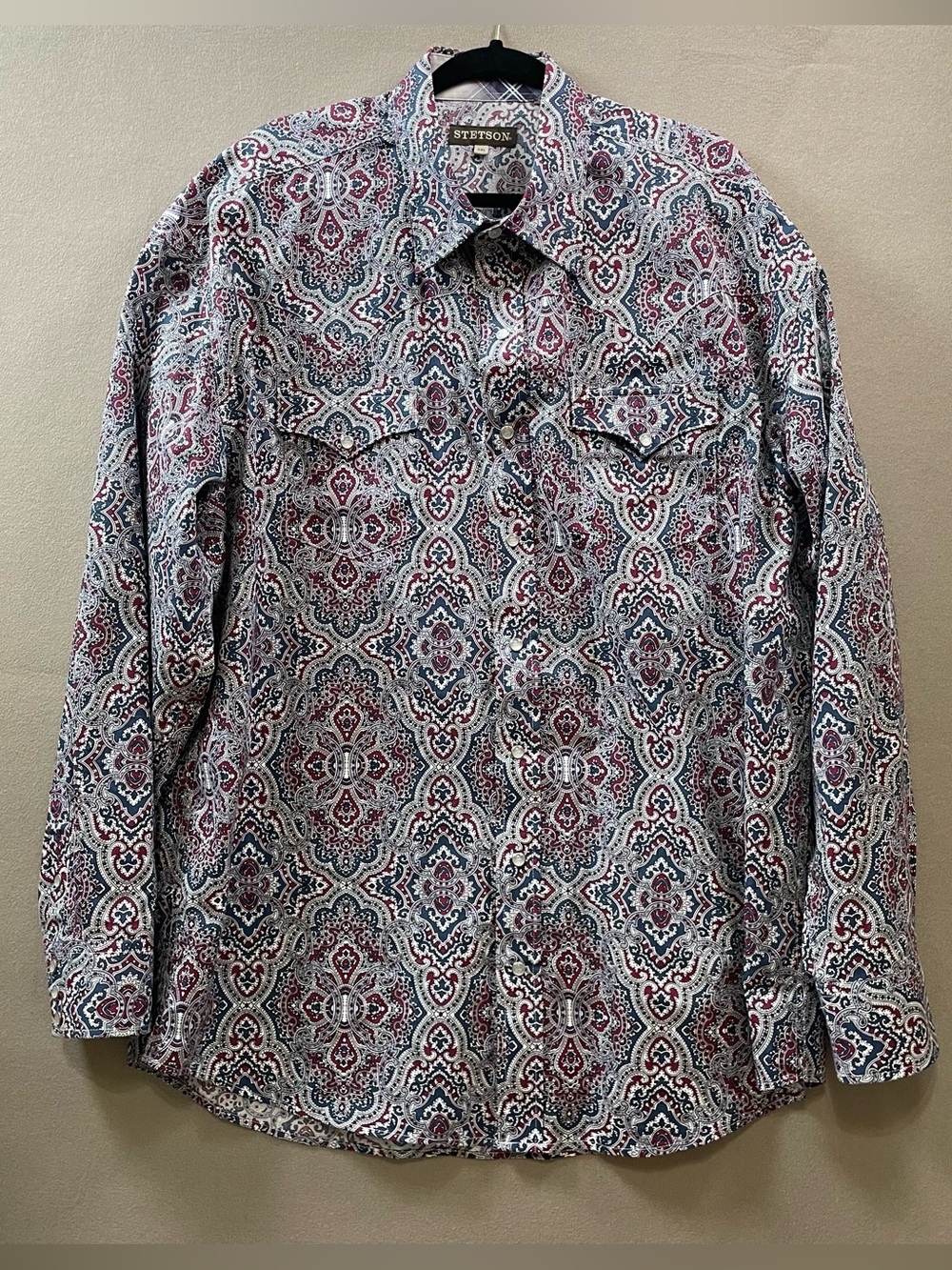 Stetson Western shirt XXL flip cuff rodeo pearl snap